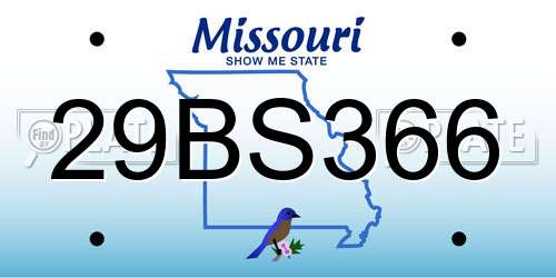 29BS366 Missouri License Plate