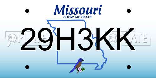 29H3KK Missouri License Plate