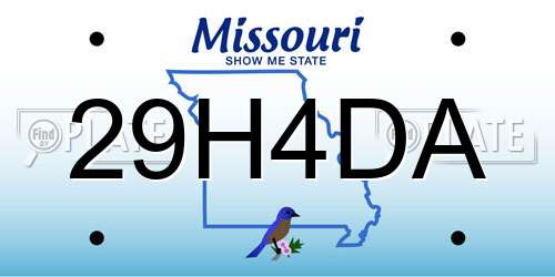 29H4DA Missouri License Plate