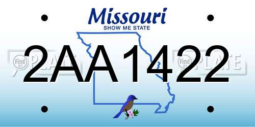 2AA1422 Missouri License Plate