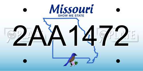 2AA1472 Missouri License Plate