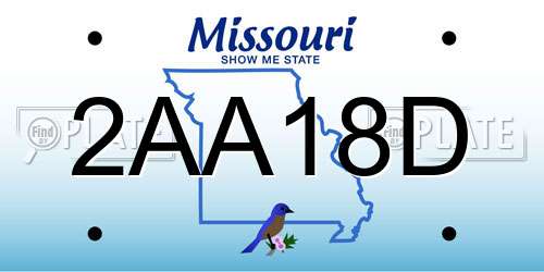2AA18D Missouri License Plate