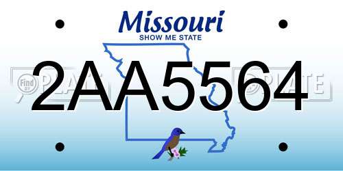 2AA5564 Missouri License Plate