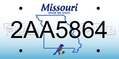2AA5864 Missouri License Plate
