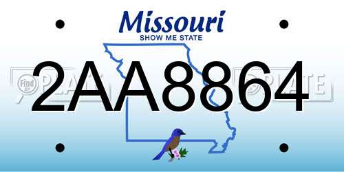 2AA8864 Missouri License Plate