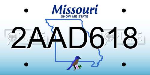 2AAD618 Missouri License Plate