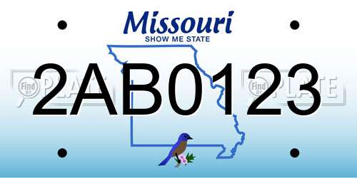 2AB0123 Missouri License Plate