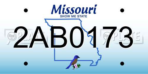 2AB0173 Missouri License Plate