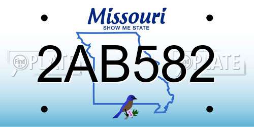 2AB582 Missouri License Plate