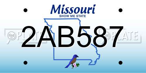 2AB587 Missouri License Plate