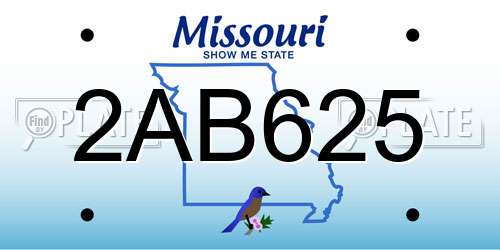 2AB625 Missouri License Plate