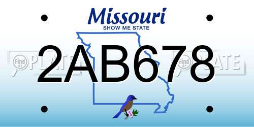 2AB678 Missouri License Plate