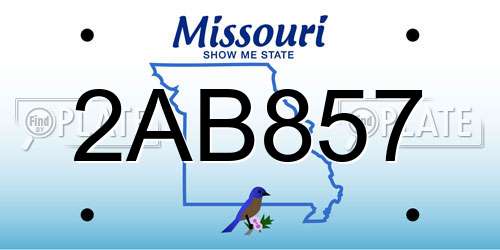 2AB857 Missouri License Plate