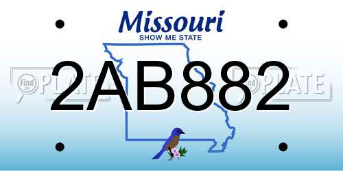 2AB882 Missouri License Plate