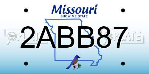 2ABB87 Missouri License Plate