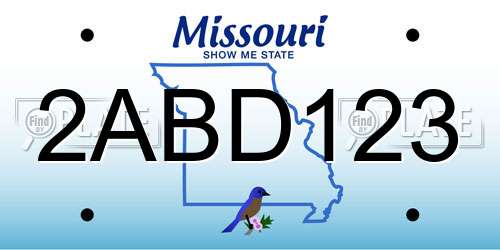 2ABD123 Missouri License Plate