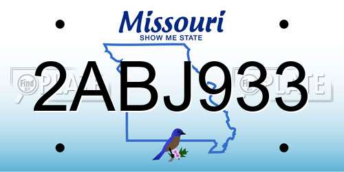 2ABJ933 Missouri License Plate