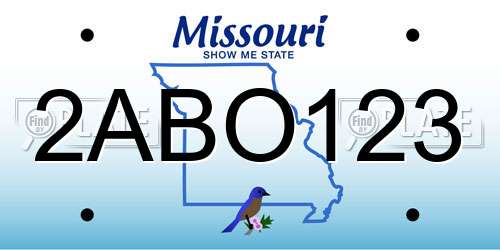 2ABO123 Missouri License Plate