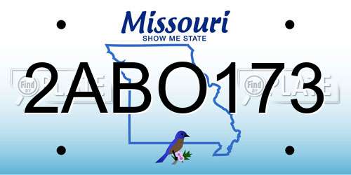 2ABO173 Missouri License Plate