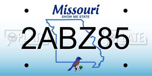 2ABZ85 Missouri License Plate