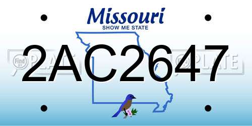 2AC2647 Missouri License Plate