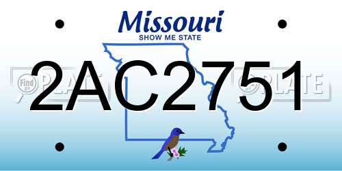 2AC2751 Missouri License Plate