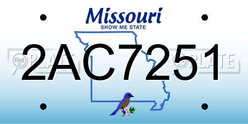 2AC7251 Missouri License Plate
