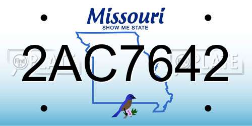 2AC7642 Missouri License Plate