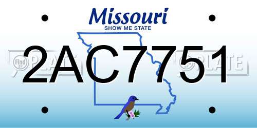 2AC7751 Missouri License Plate