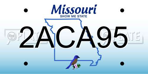 2ACA95 Missouri License Plate