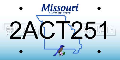 2ACT251 Missouri License Plate