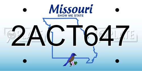 2ACT647 Missouri License Plate