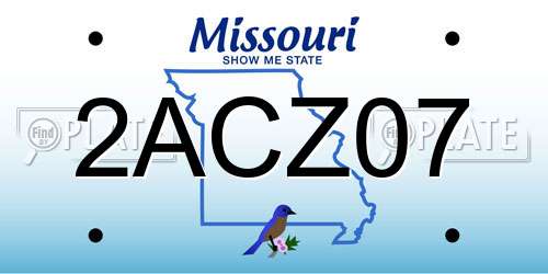 2ACZ07 Missouri License Plate