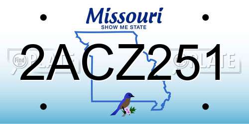 2ACZ251 Missouri License Plate