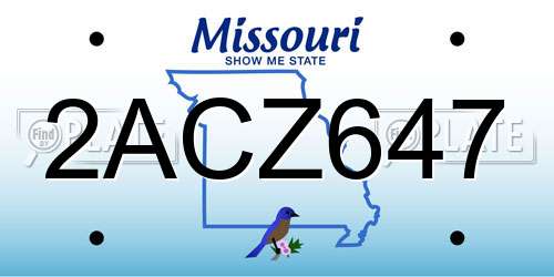 2ACZ647 Missouri License Plate