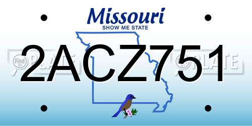 2ACZ751 Missouri License Plate