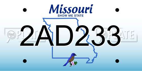 2AD233 Missouri License Plate