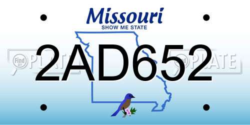 2AD652 Missouri License Plate
