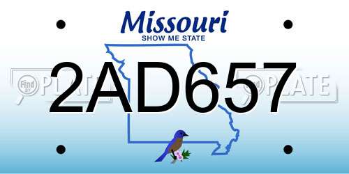 2AD657 Missouri License Plate