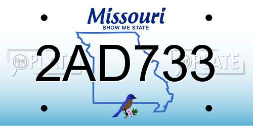 2AD733 Missouri License Plate