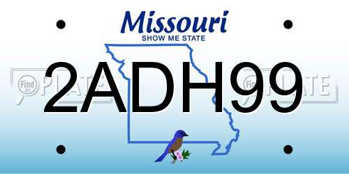 2ADH99 Missouri License Plate