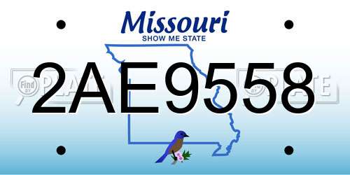 2AE9558 Missouri License Plate
