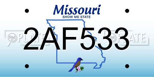 2AF533 Missouri License Plate