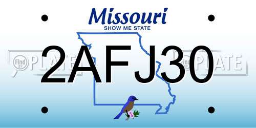 2AFJ30 Missouri License Plate