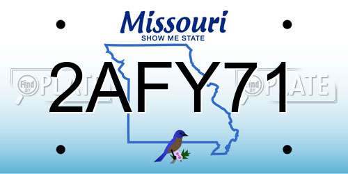 2AFY71 Missouri License Plate
