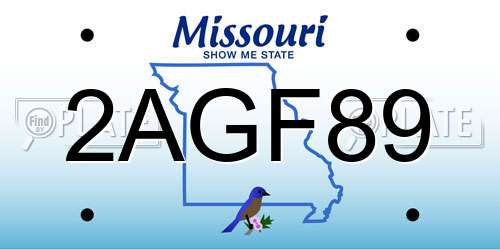 2AGF89 Missouri License Plate