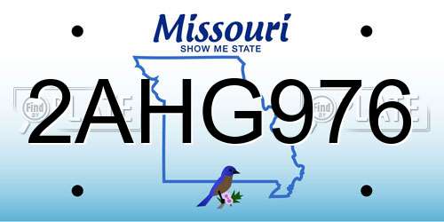 2AHG976 Missouri License Plate