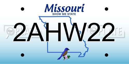 2AHW22 Missouri License Plate
