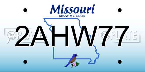 2AHW77 Missouri License Plate