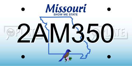 2AM350 Missouri License Plate